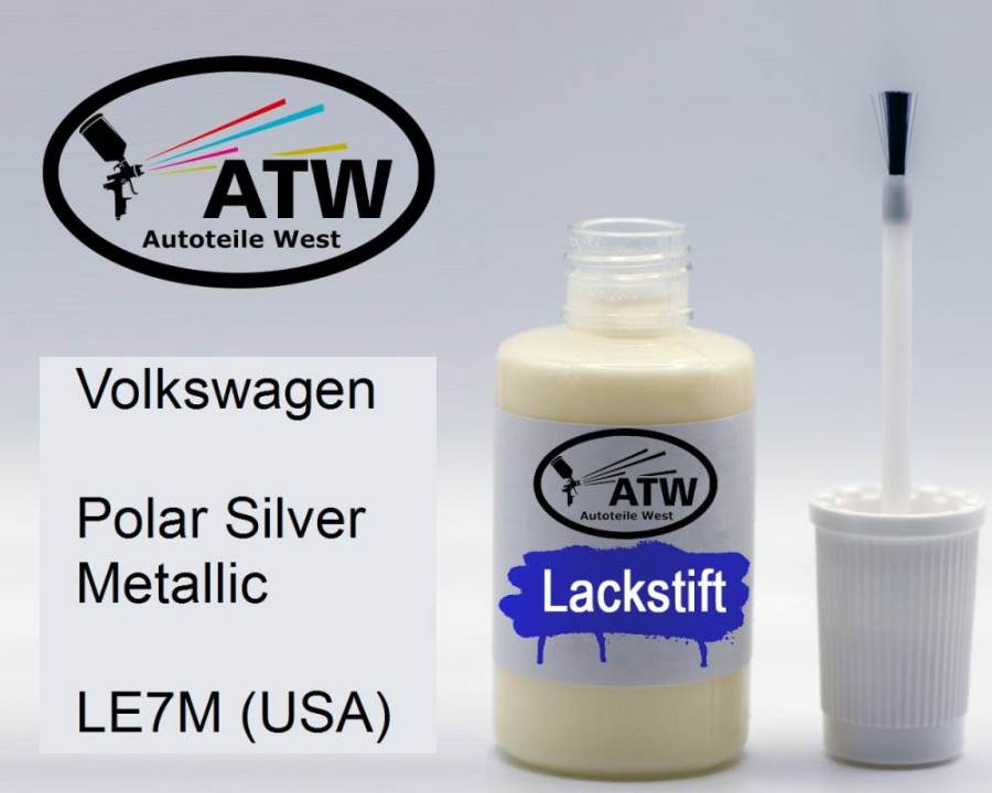 Volkswagen, Polar Silver Metallic, LE7M (USA): 20ml Lackstift, von ATW Autoteile West.